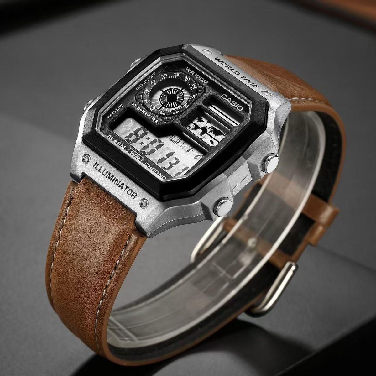 Casio AE-1200WHL-5AV leather Strap