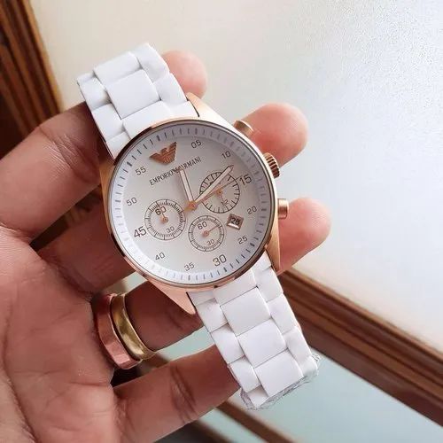 EMPORIO ARMANI WHITE SILICONE AR5920 CHRONOGRAPH LADIES WOMENS WATCH NEW