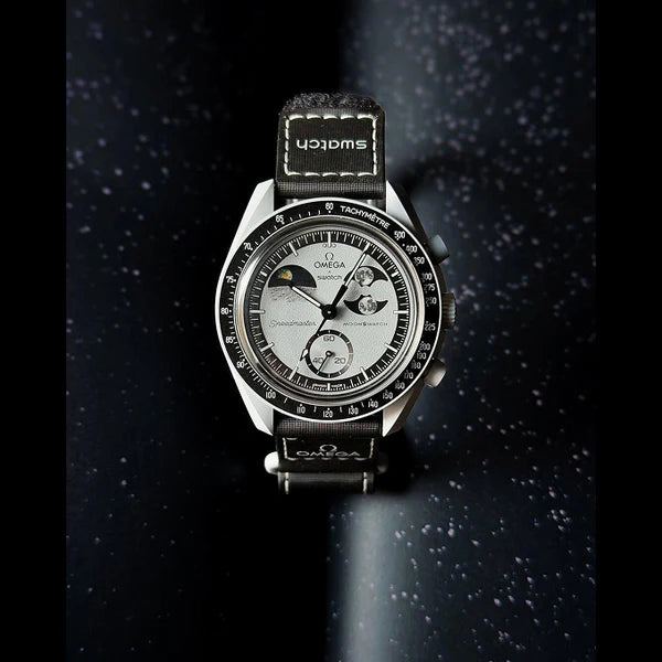 Swatch MoonSwatch Omega x Mission to Earthphase Bioceramic Wrist Watch, grey, Strap