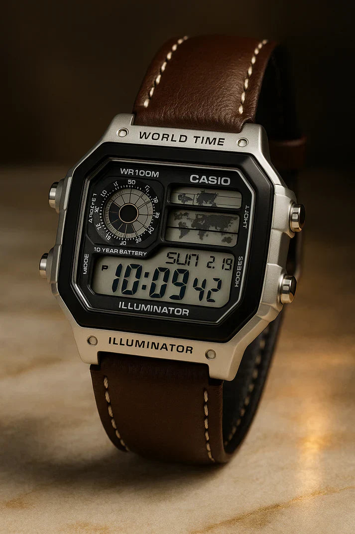 Casio AE-1200WHL-5AV leather Strap
