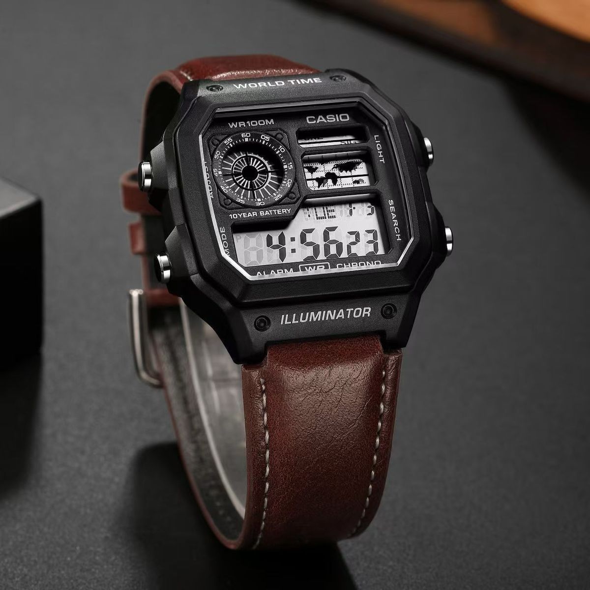 Casio AE-1200WHL-5AV leather Strap