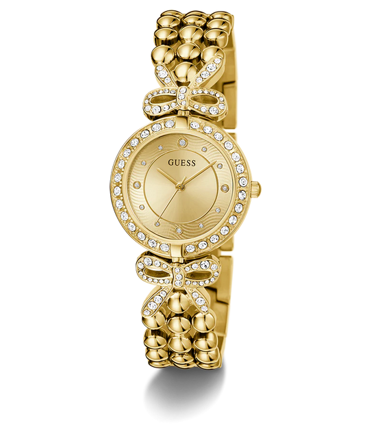 Guess Women’s Gold-Tone Bow Accent Crystal Watch – Model GW0838L2
