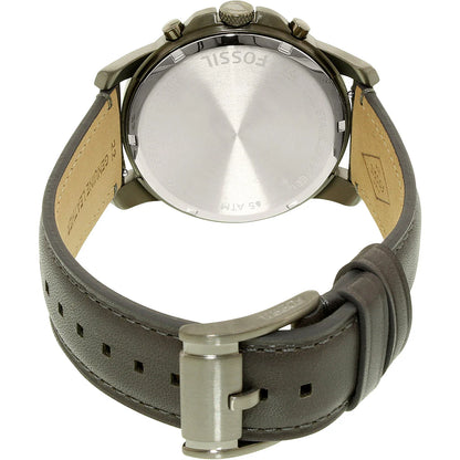 Fossil Grant Chronograph Gunmetal Grey Dial Grey Leather Strap - FS5183