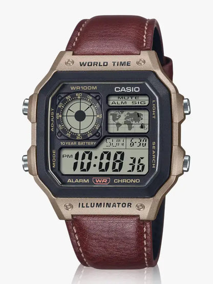 Casio AE-1200WHL-5AV leather Strap